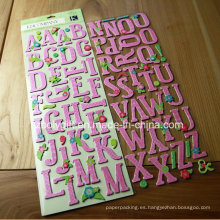 Etiquetas engomadas tridimensionales hechas a mano del arte del papel del alfabeto / de la letra
